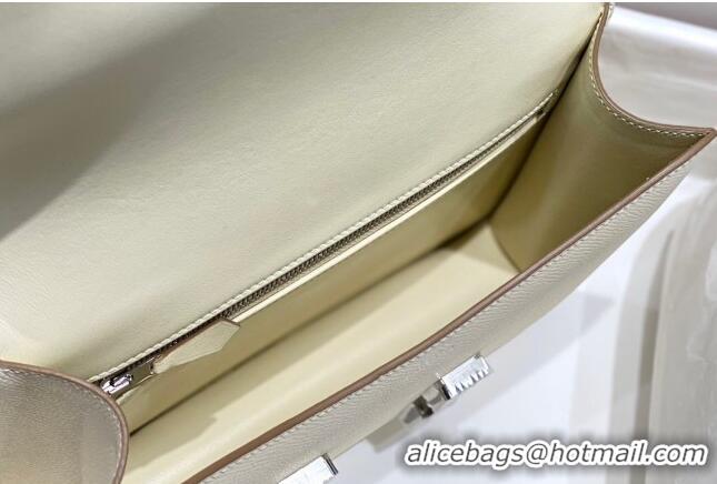 Best Price Hermes Constance Bag 23cm in Epsom Leather with Mirror H3038 Cream White/Silver 2023 NEW ( Half Handmade)