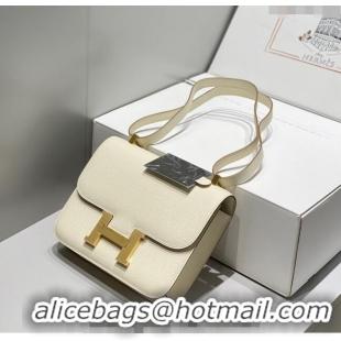 Well Crafted Hermes Constance Bag 23cm in Epsom Leather with Mirror H3038 Cream White/Gold 2023 NEW ( Half Handmade)