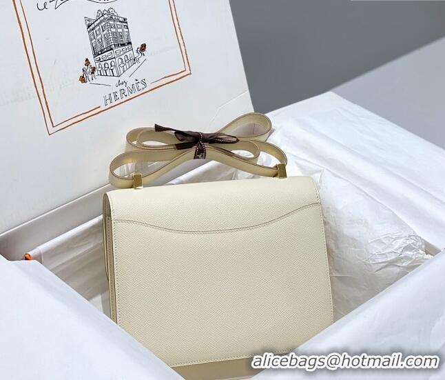 Well Crafted Hermes Constance Bag 23cm in Epsom Leather with Mirror H3038 Cream White/Gold 2023 NEW ( Half Handmade)