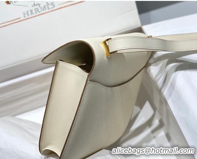 Well Crafted Hermes Constance Bag 23cm in Epsom Leather with Mirror H3038 Cream White/Gold 2023 NEW ( Half Handmade)