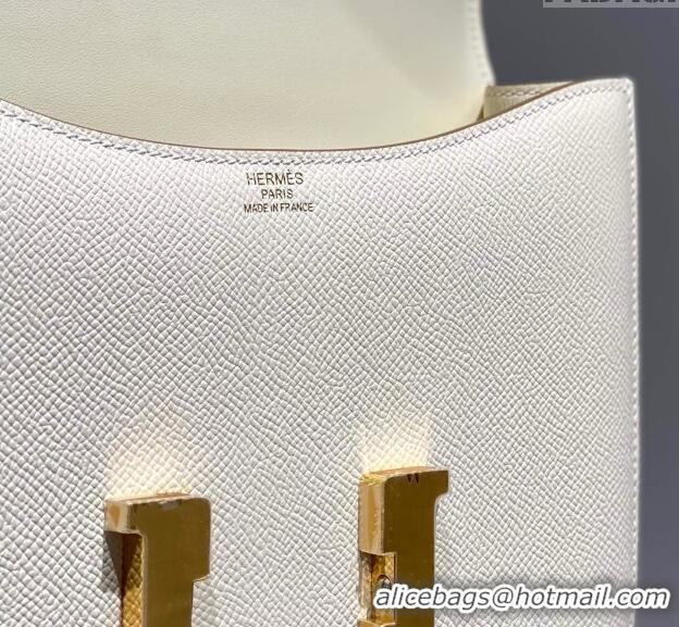 Well Crafted Hermes Constance Bag 23cm in Epsom Leather with Mirror H3038 Cream White/Gold 2023 NEW ( Half Handmade)