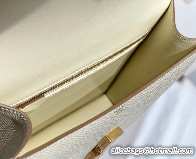 Well Crafted Hermes Constance Bag 23cm in Epsom Leather with Mirror H3038 Cream White/Gold 2023 NEW ( Half Handmade)