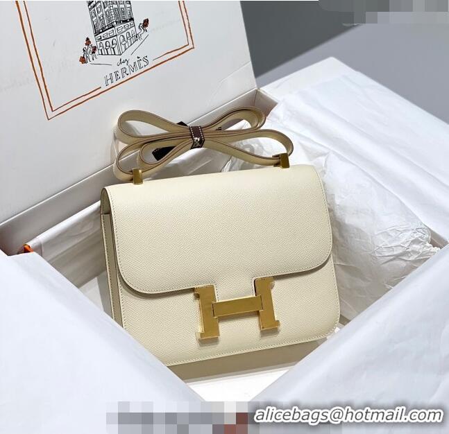 Well Crafted Hermes Constance Bag 23cm in Epsom Leather with Mirror H3038 Cream White/Gold 2023 NEW ( Half Handmade)