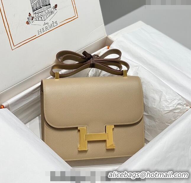 Best Price Hermes Constance Bag 23cm in Epsom Leather with Mirror H3038 Coat Grey/Gold 2023 NEW ( Half Handmade)