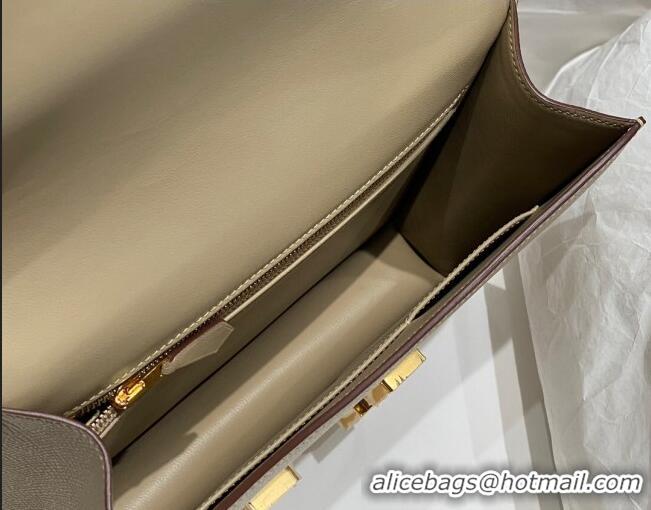 Best Price Hermes Constance Bag 23cm in Epsom Leather with Mirror H3038 Coat Grey/Gold 2023 NEW ( Half Handmade)