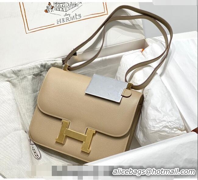 Best Price Hermes Constance Bag 23cm in Epsom Leather with Mirror H3038 Coat Grey/Gold 2023 NEW ( Half Handmade)