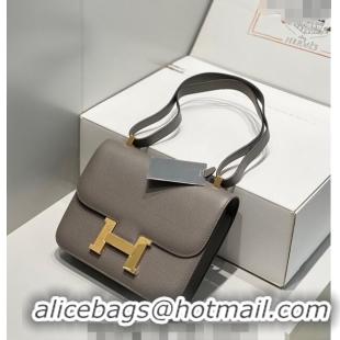 Top Quality Hermes Constance Bag 23cm in Epsom Leather with Mirror H3038 Etain/Grey/Gold 2023 NEW ( Half Handmade)