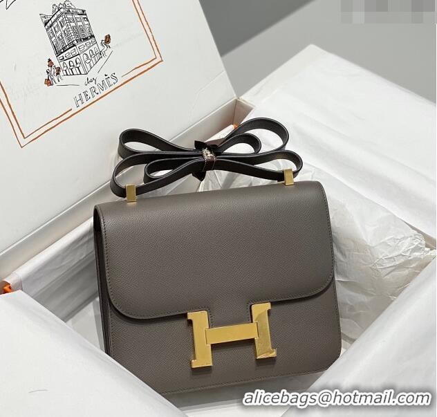 Top Quality Hermes Constance Bag 23cm in Epsom Leather with Mirror H3038 Etain/Grey/Gold 2023 NEW ( Half Handmade)