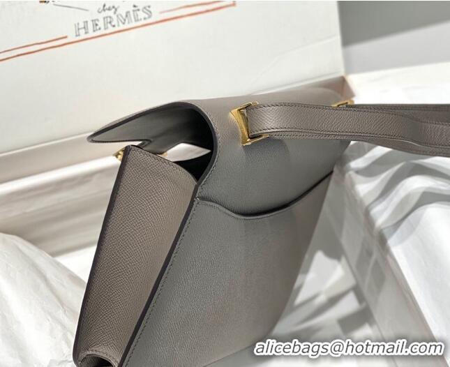 Top Quality Hermes Constance Bag 23cm in Epsom Leather with Mirror H3038 Etain/Grey/Gold 2023 NEW ( Half Handmade)