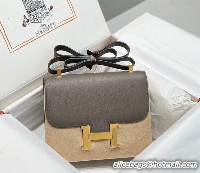 Top Quality Hermes Constance Bag 23cm in Epsom Leather with Mirror H3038 Etain/Grey/Gold 2023 NEW ( Half Handmade)