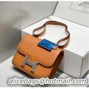 Trendy Design Hermes Constance Bag 23cm in Epsom Leather with Mirror H3038 Brown/Silver 2023 NEW ( Half Handmade)