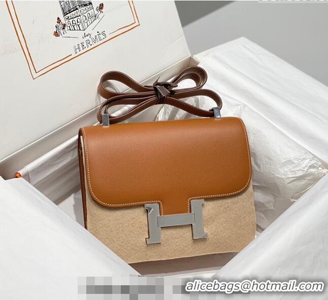 Trendy Design Hermes Constance Bag 23cm in Epsom Leather with Mirror H3038 Brown/Silver 2023 NEW ( Half Handmade)