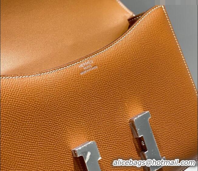 Trendy Design Hermes Constance Bag 23cm in Epsom Leather with Mirror H3038 Brown/Silver 2023 NEW ( Half Handmade)