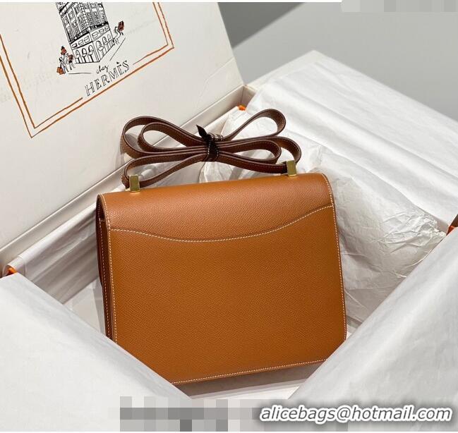 Well Crafted Hermes Constance Bag 23cm in Epsom Leather with H3038 Mirror Brown/Gold 2023 NEW ( Half Handmade)