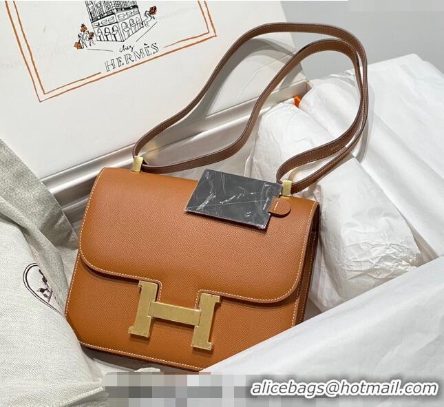 Well Crafted Hermes Constance Bag 23cm in Epsom Leather with H3038 Mirror Brown/Gold 2023 NEW ( Half Handmade)