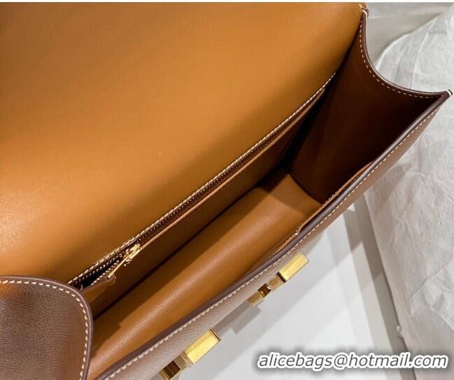 Well Crafted Hermes Constance Bag 23cm in Epsom Leather with H3038 Mirror Brown/Gold 2023 NEW ( Half Handmade)