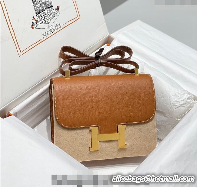 Well Crafted Hermes Constance Bag 23cm in Epsom Leather with H3038 Mirror Brown/Gold 2023 NEW ( Half Handmade)