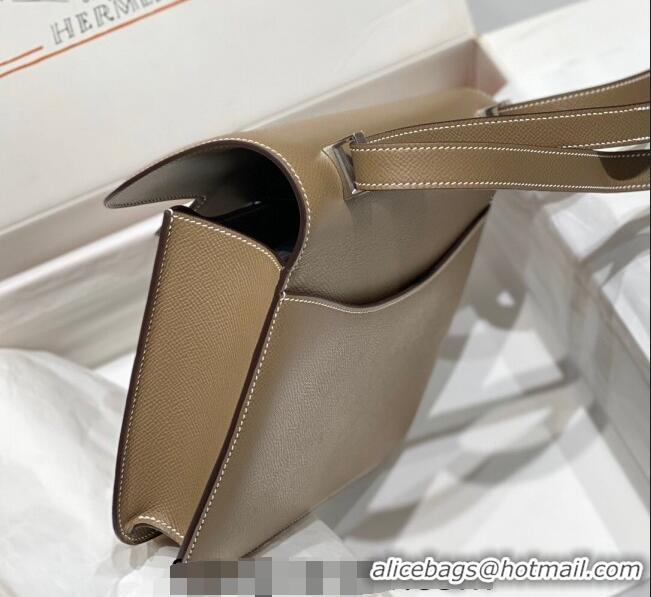 Good Taste Hermes Constance Bag 23cm in Epsom Leather with H3038 Mirror Elephant Grey/Silver 2023 NEW ( Half Handmade)