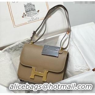 New Fashion Hermes Constance Bag 23cm in Epsom Leather with H3038 Mirror Elephant Grey/Gold 2023 NEW ( Half Handmade)