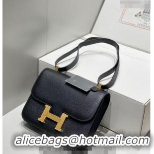 Most Popular Hermes Constance Bag 23cm in Epsom Leather with H3038 Mirror Black/Gold 2023 NEW ( Half Handmade)