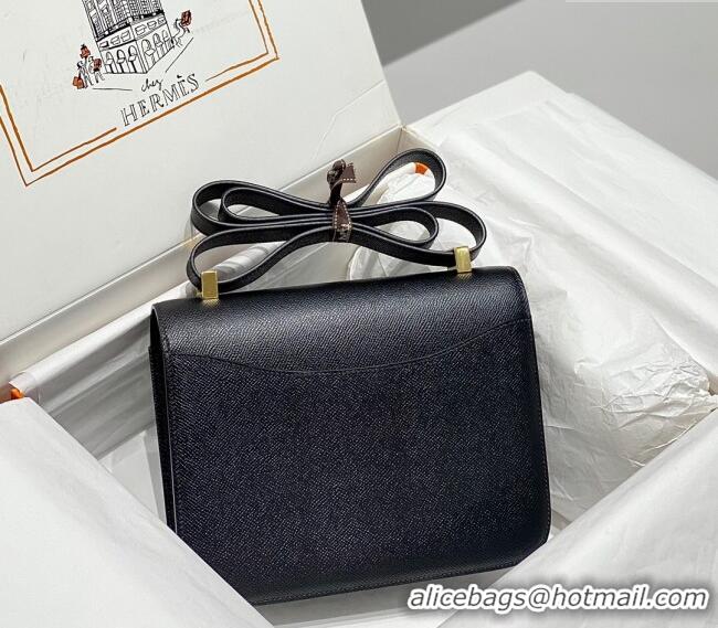 Most Popular Hermes Constance Bag 23cm in Epsom Leather with H3038 Mirror Black/Gold 2023 NEW ( Half Handmade)