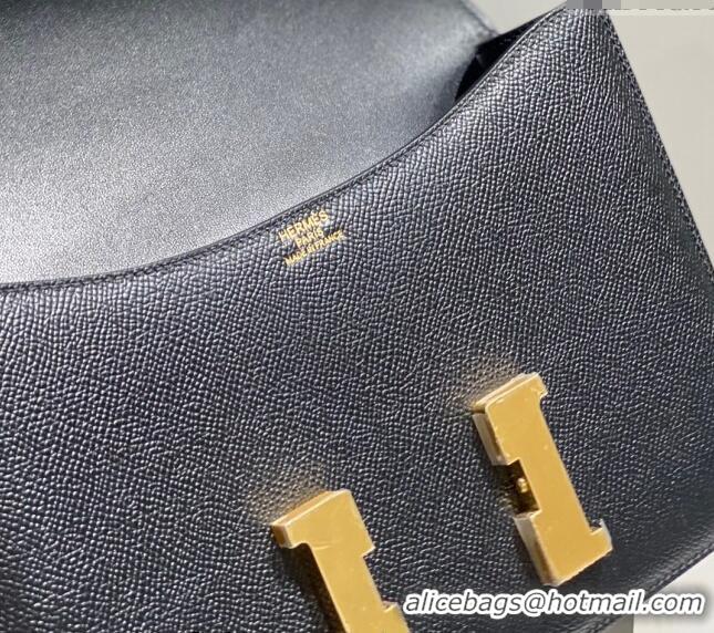 Most Popular Hermes Constance Bag 23cm in Epsom Leather with H3038 Mirror Black/Gold 2023 NEW ( Half Handmade)