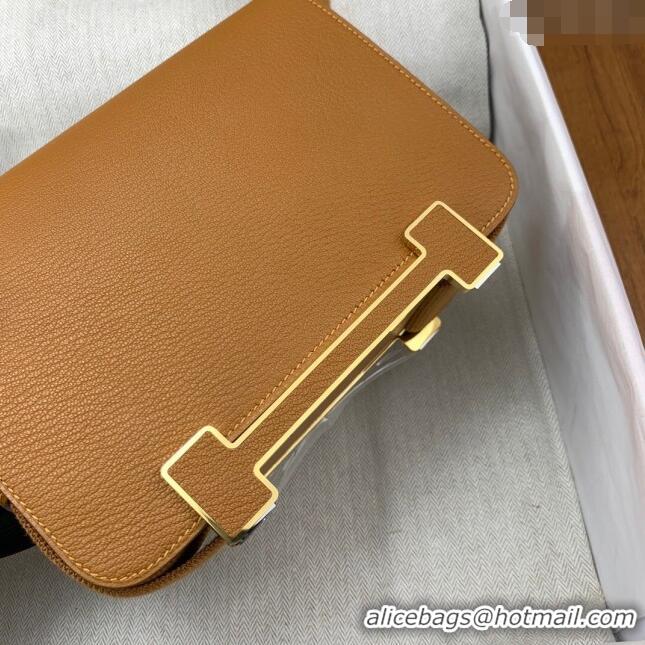 Best Quality Hermes Geta Bag in Chevre Mysore Leather H2903 Caramel 2023(All Handmade)