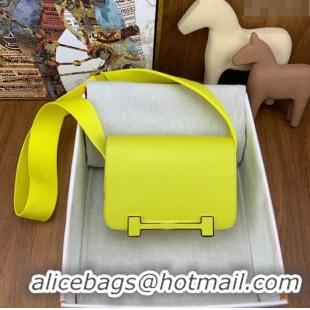 Famous Brand Hermes Geta Bag in Chevre Mysore Leather H2903 Lemon Yellow 2023 (All Handmade)