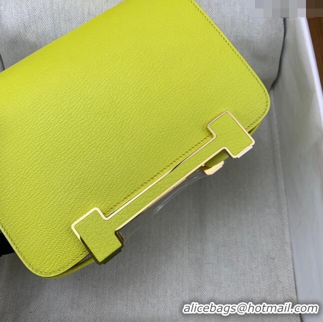 Famous Brand Hermes Geta Bag in Chevre Mysore Leather H2903 Lemon Yellow 2023 (All Handmade)