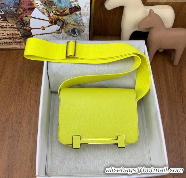 Famous Brand Hermes Geta Bag in Chevre Mysore Leather H2903 Lemon Yellow 2023 (All Handmade)