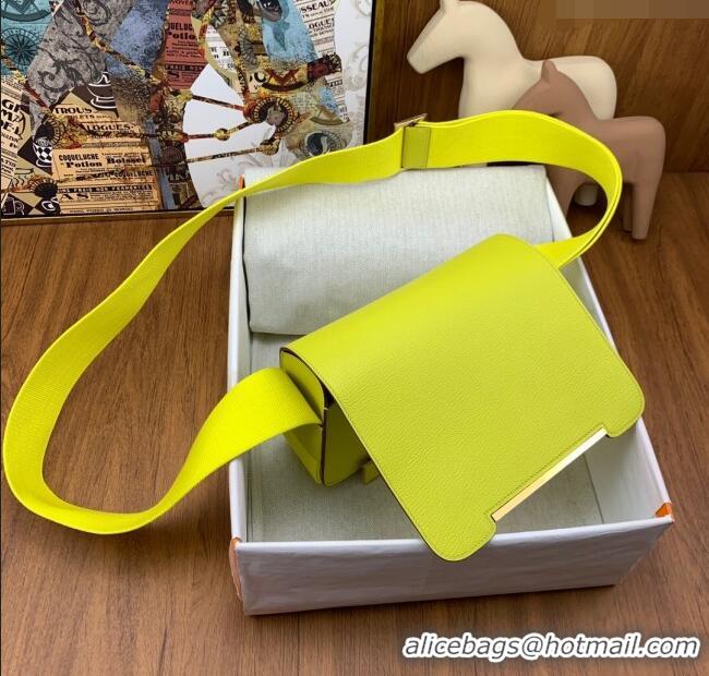 Famous Brand Hermes Geta Bag in Chevre Mysore Leather H2903 Lemon Yellow 2023 (All Handmade)