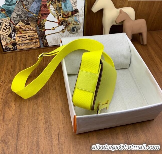 Famous Brand Hermes Geta Bag in Chevre Mysore Leather H2903 Lemon Yellow 2023 (All Handmade)