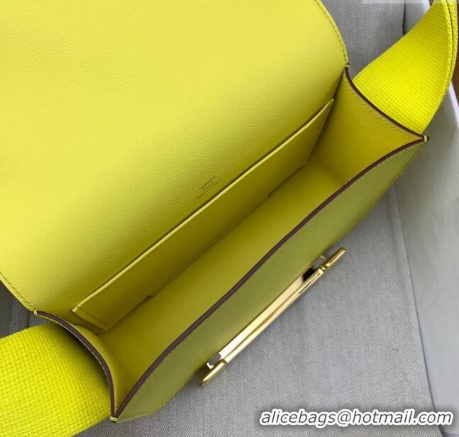 Famous Brand Hermes Geta Bag in Chevre Mysore Leather H2903 Lemon Yellow 2023 (All Handmade)