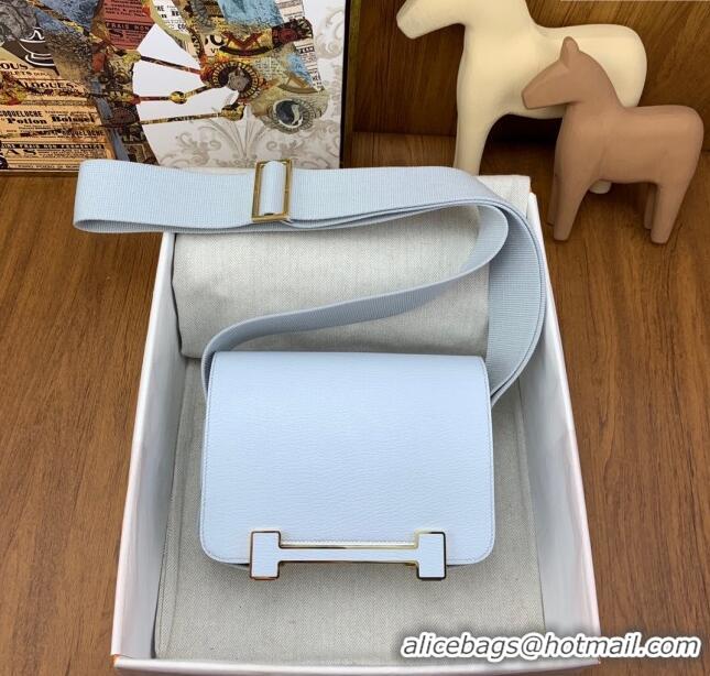 Most Popular Hermes Geta Bag in Chevre Mysore Leather H2903 Baby Blue 2023(All Handmade)