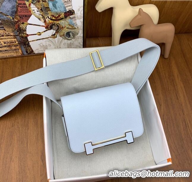 Most Popular Hermes Geta Bag in Chevre Mysore Leather H2903 Baby Blue 2023(All Handmade)