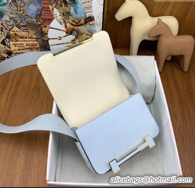 Most Popular Hermes Geta Bag in Chevre Mysore Leather H2903 Baby Blue 2023(All Handmade)