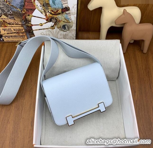 Most Popular Hermes Geta Bag in Chevre Mysore Leather H2903 Baby Blue 2023(All Handmade)