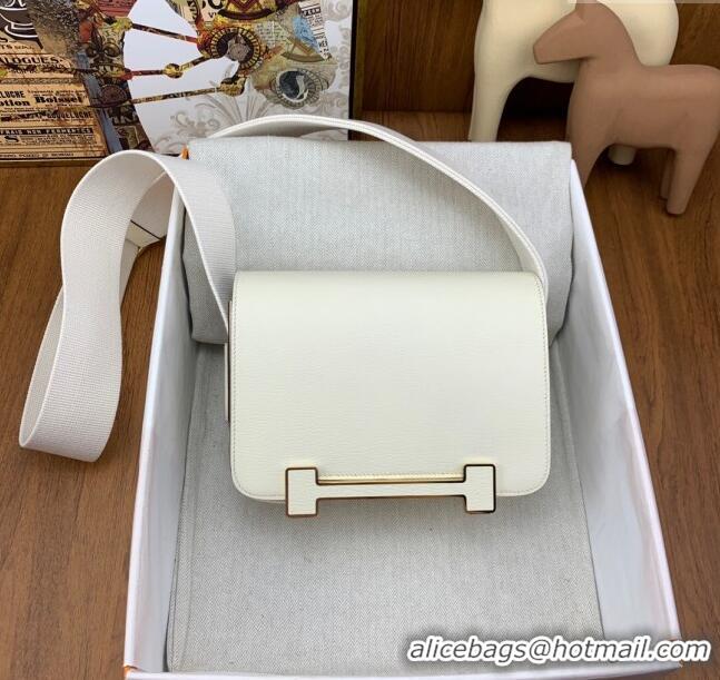 Promotional Hermes Geta Bag in Chevre Mysore Leather H2903 White/Gold 2023 (All Handmade)