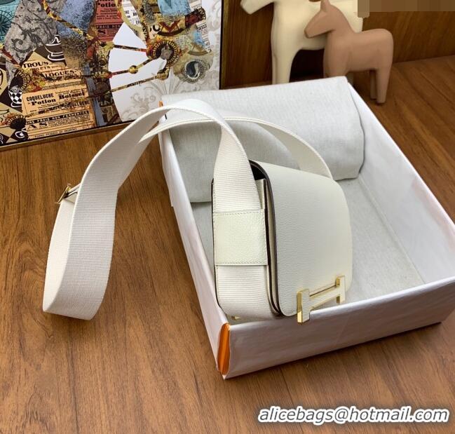 Promotional Hermes Geta Bag in Chevre Mysore Leather H2903 White/Gold 2023 (All Handmade)