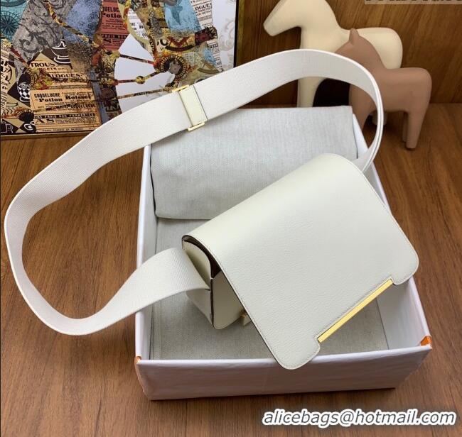 Promotional Hermes Geta Bag in Chevre Mysore Leather H2903 White/Gold 2023 (All Handmade)