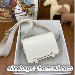 Well Crafted Hermes Geta Bag in Chevre Mysore Leather H2903 White/Silver 2023(All Handmade)