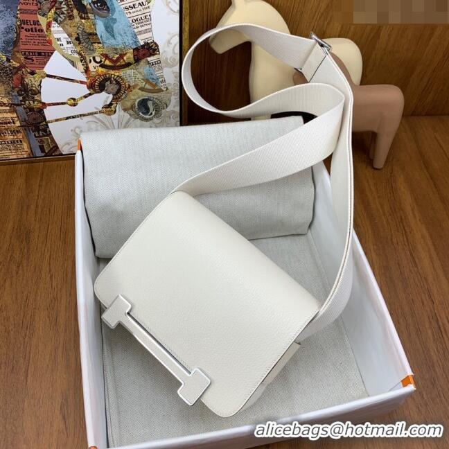 Well Crafted Hermes Geta Bag in Chevre Mysore Leather H2903 White/Silver 2023(All Handmade)