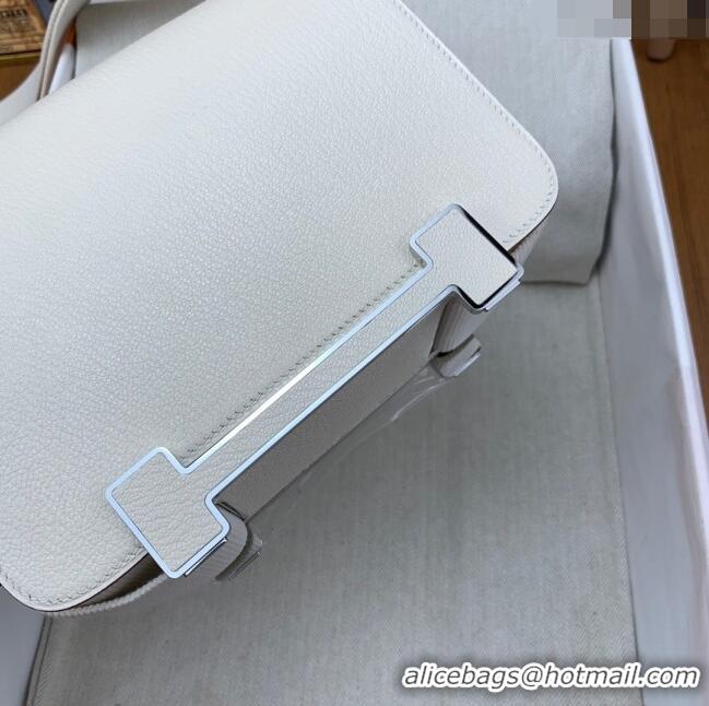 Well Crafted Hermes Geta Bag in Chevre Mysore Leather H2903 White/Silver 2023(All Handmade)