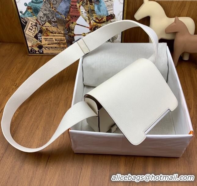 Well Crafted Hermes Geta Bag in Chevre Mysore Leather H2903 White/Silver 2023(All Handmade)