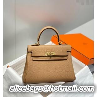 Top Quality Hermes Kelly Mini Bag 20cm in Togo Calfskin H20 Milky Tea Beige 2023