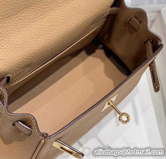 Top Quality Hermes Kelly Mini Bag 20cm in Togo Calfskin H20 Milky Tea Beige 2023