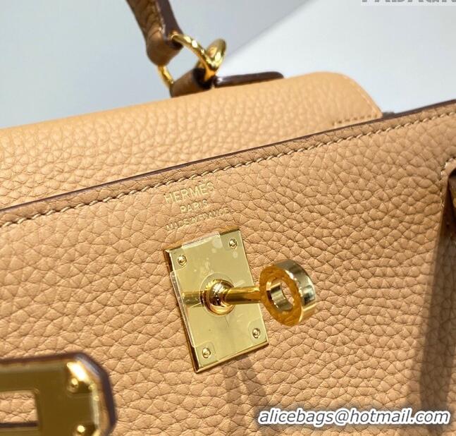 Top Quality Hermes Kelly Mini Bag 20cm in Togo Calfskin H20 Milky Tea Beige 2023