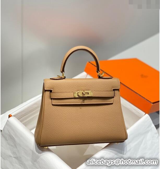 Top Quality Hermes Kelly Mini Bag 20cm in Togo Calfskin H20 Milky Tea Beige 2023