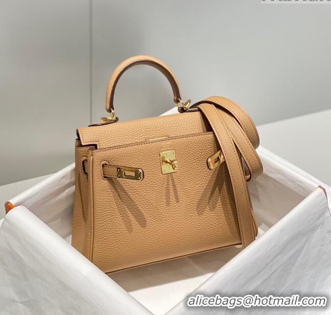 Top Quality Hermes Kelly Mini Bag 20cm in Togo Calfskin H20 Milky Tea Beige 2023