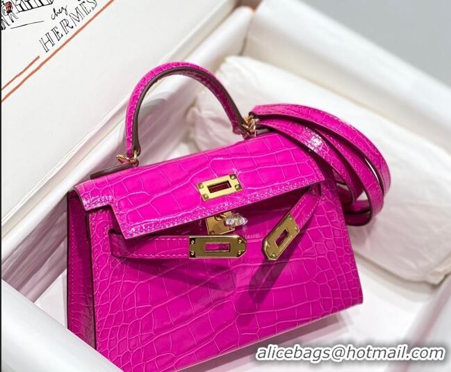 Buy Discount Hermes Mini Kelly II Bag 19cm in Crocodile Embossed Leather H19 Arabian Nights Purple 2023